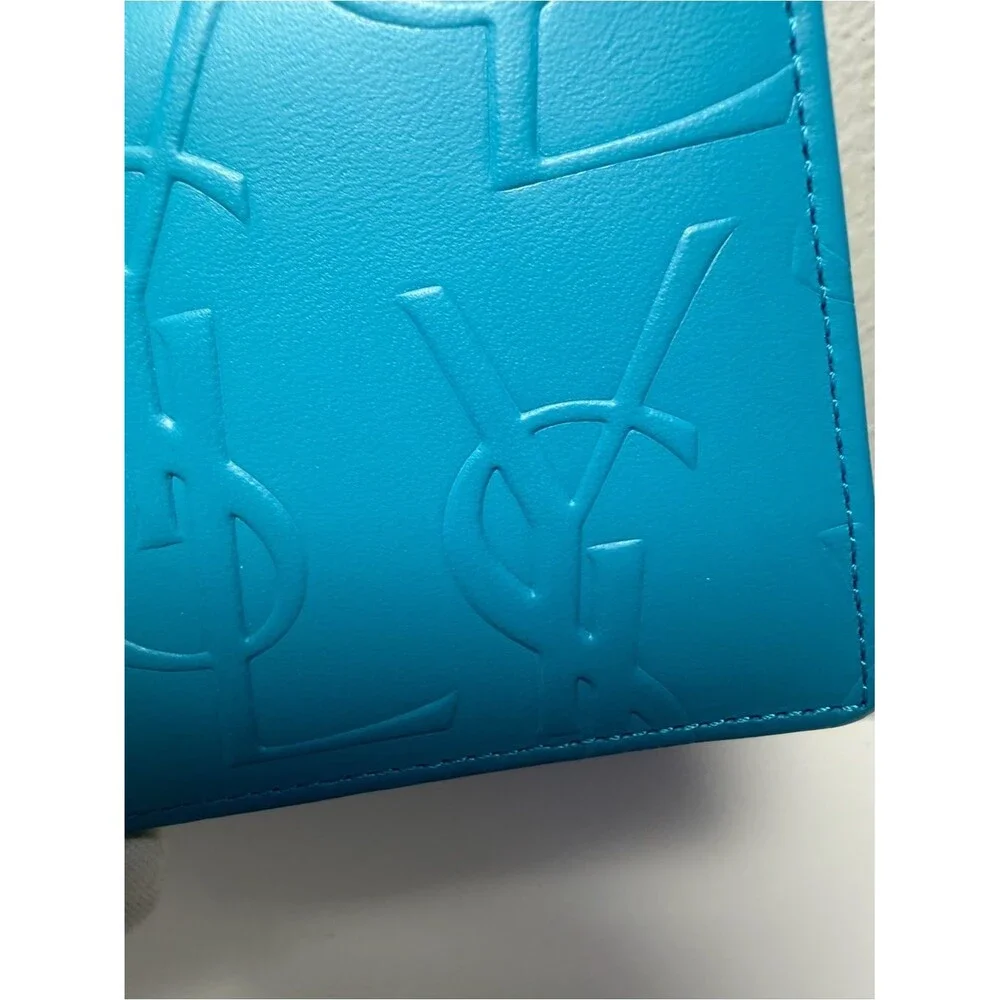 Vintage Yves Saint Laurent Blue Leather Cardholder in Excellent Condition